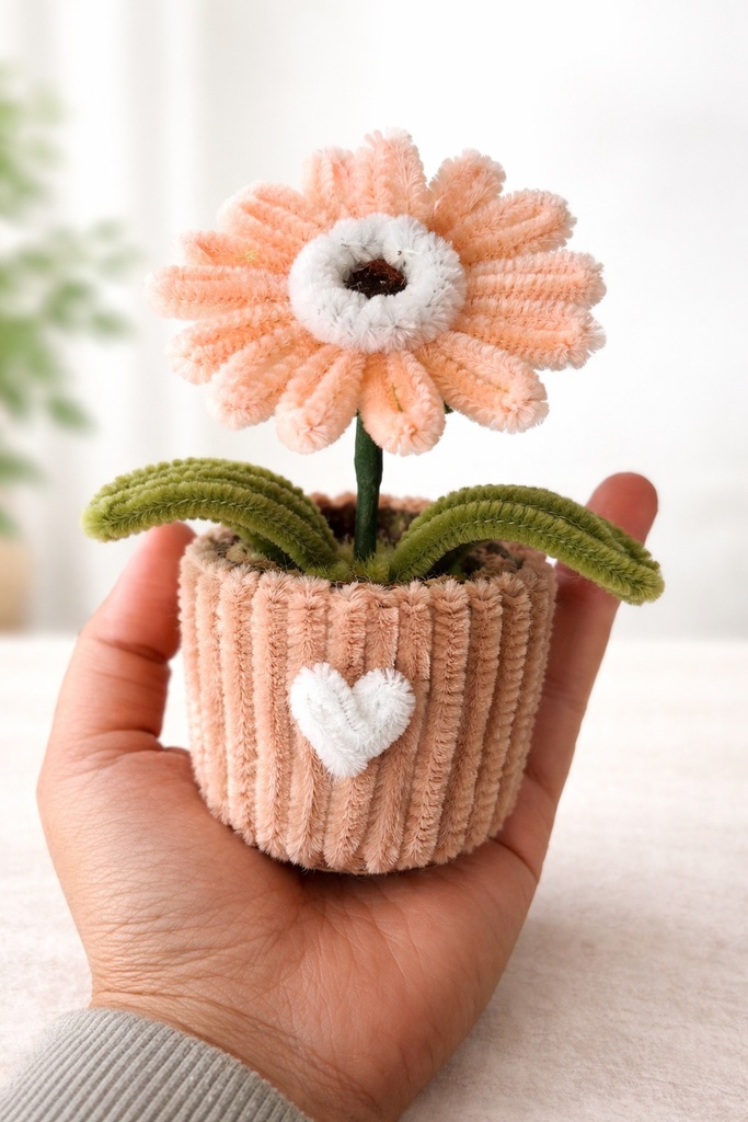 Cream Daisy Flower Pot